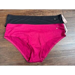Victoria's Secret Hiphugger Panty 2 Pack Black Pink Seamless Hipster V Logo L